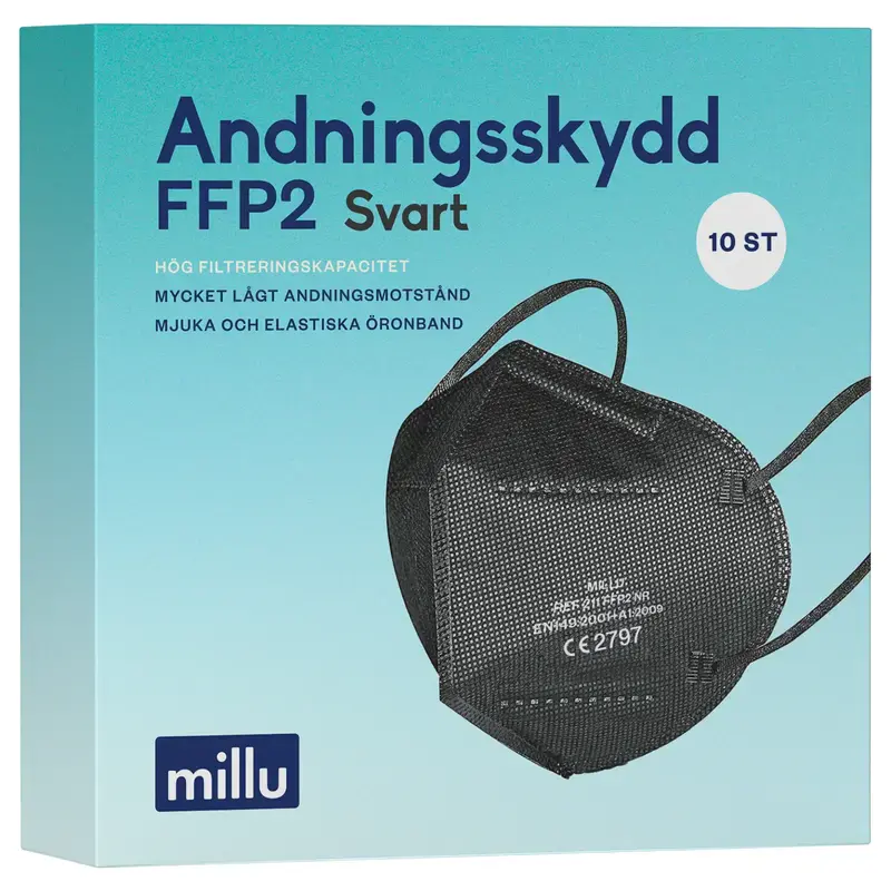 Millu Andningsskydd FFP2 Svart 10 st