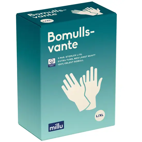 Millu Bomullsvante Extra Lång/Tunn L/XL 5 par