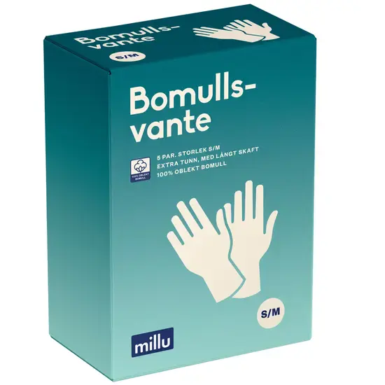 Millu Bomullsvante Extra Lång/Tunn S/M 5 par