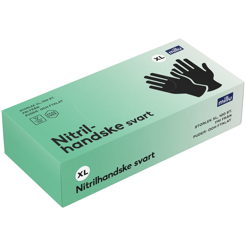 Millu Nitrilhandske Svart XL 100 st