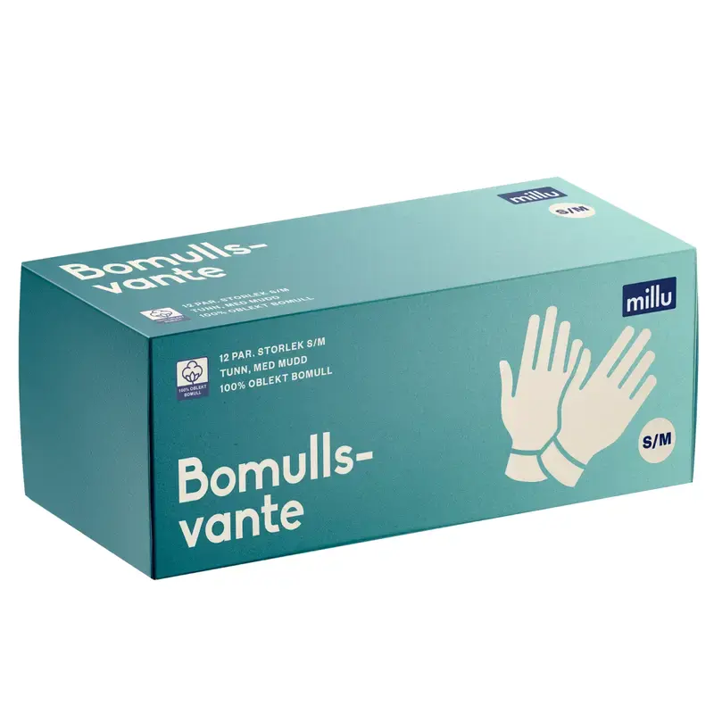Millu Bomullsvante S/M 12 par