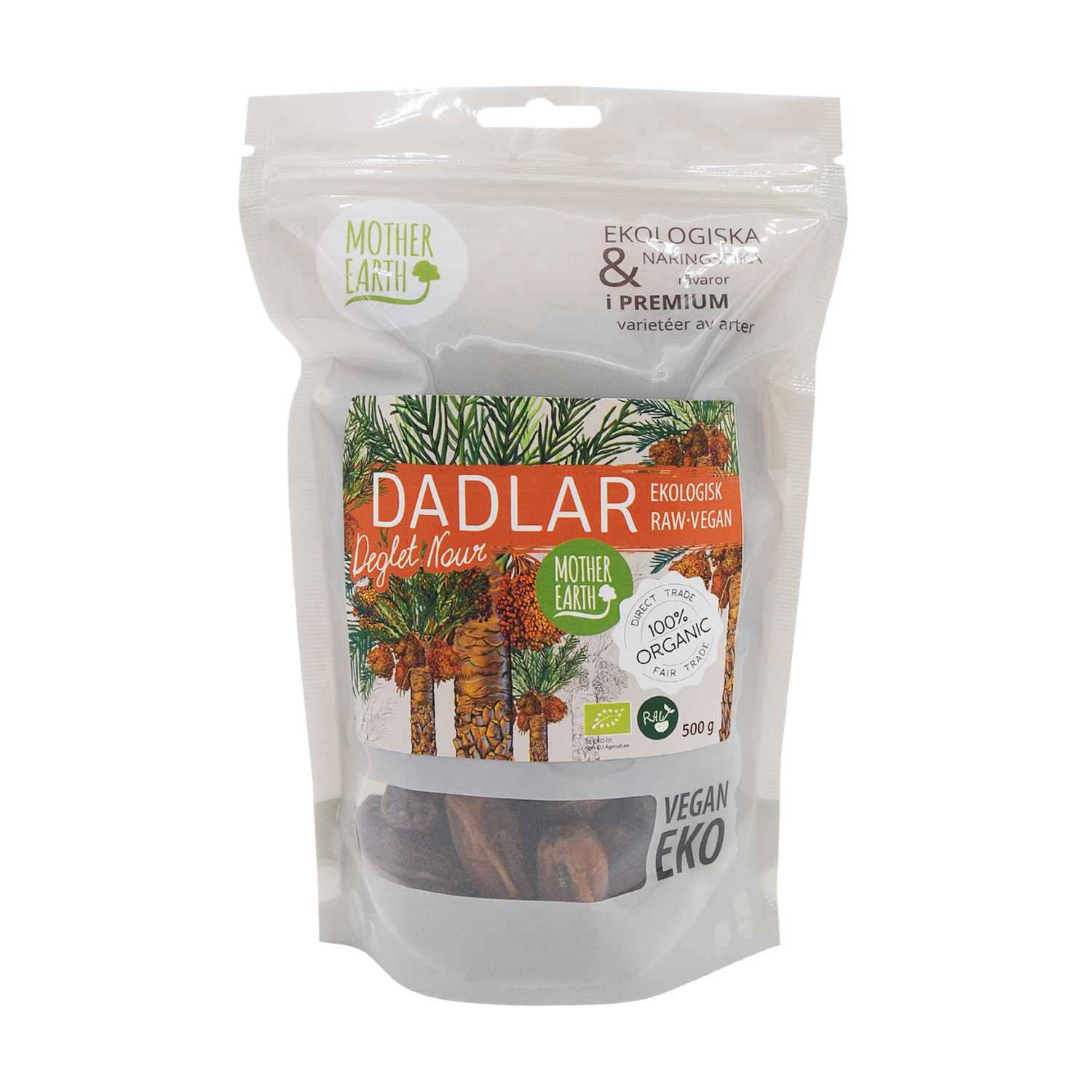 Mother Earth Dadlar Deglet Nour Kärnfria RAW & EKO 500 g 