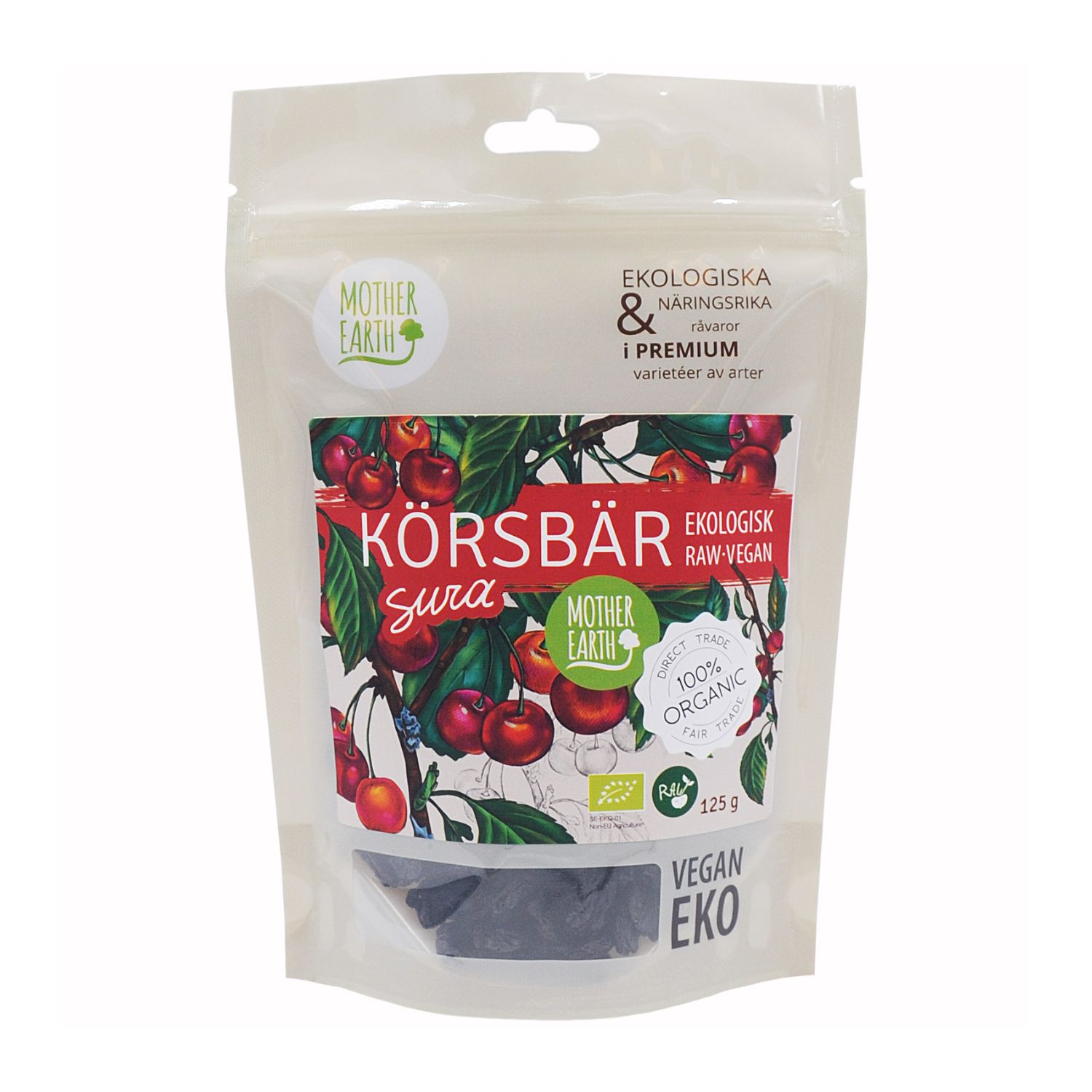 Mother Earth Körsbär Sura RAW & EKO 125 g 