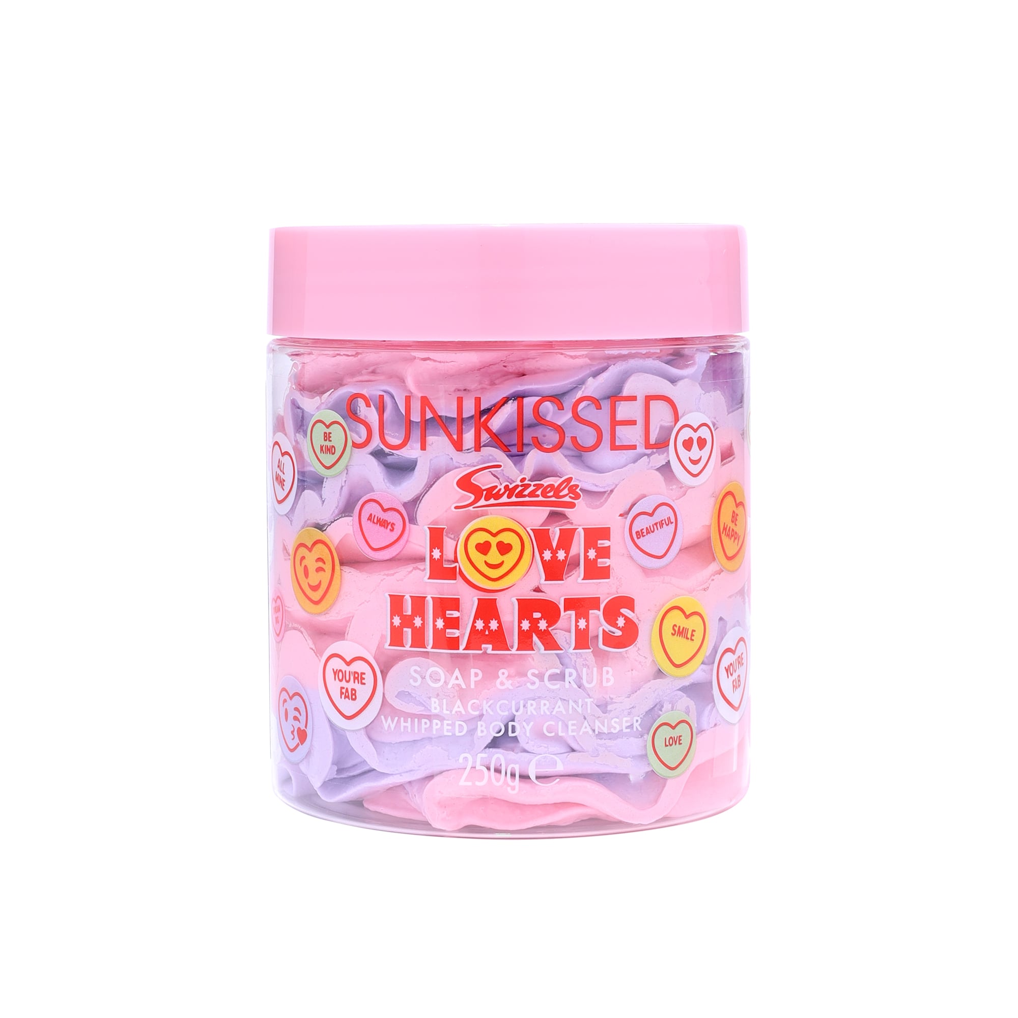 Sunkissed Love Hearts Soap & Scrub Blackcurrant 250g