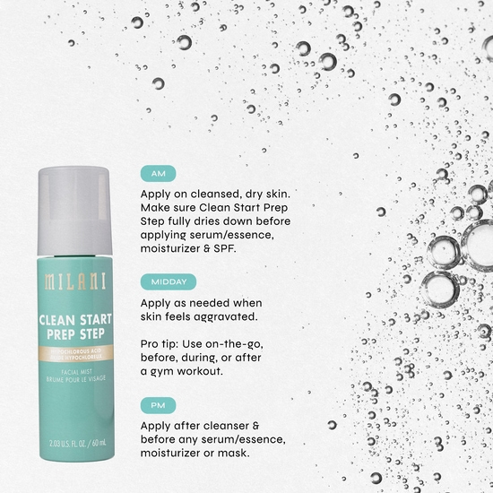 Milani Cosmetics Clean Start Prep Step Hypochlorous Acid Facial Mist 60 ml