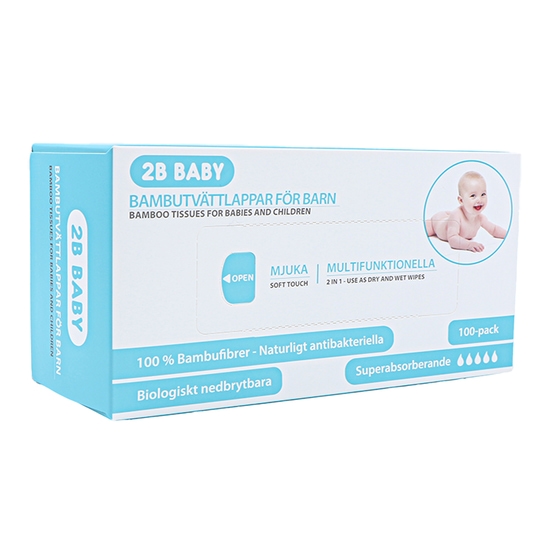 2B Baby Bambutvättlappar 100-pack