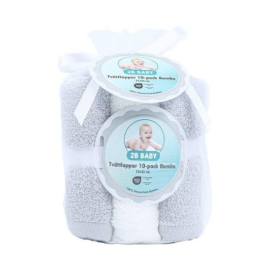 2B Baby Tvättlappar Bambu 10-pack Vit/Grå