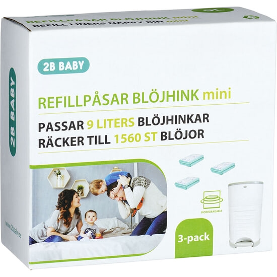 2B Baby Refillpåsar Mini till 9 liters blöjhink 3-pack