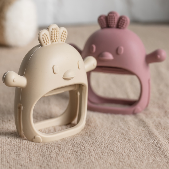 Nattou Soft Silicone Bitleksak Handske Old pink