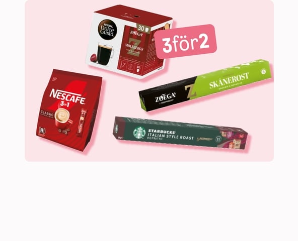 Köp 3 få, 30% på utvalt kaffe