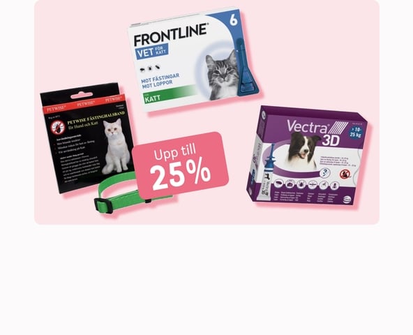 Upp till 25% inom Fästing-, löss- och loppskydd