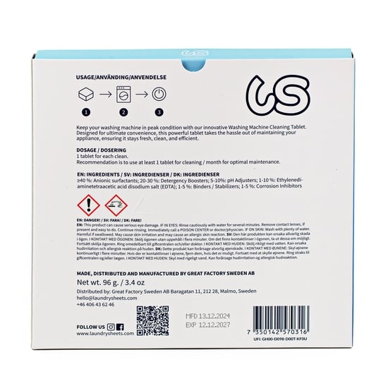 Laundry Sheets Washing Machine Cleaner 12 st
