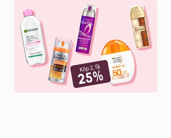 Köp 2, få 25% på utvalt från L'Oréal Paris & Garnier