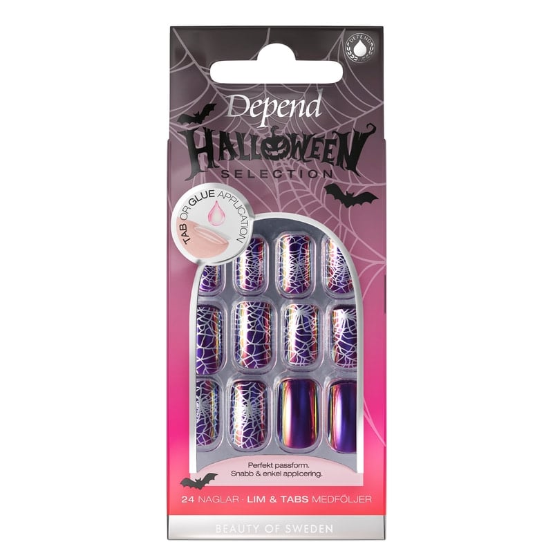 Depend Halloween Collection Spider’s Web Chrome Medium Lösnaglar 24 st