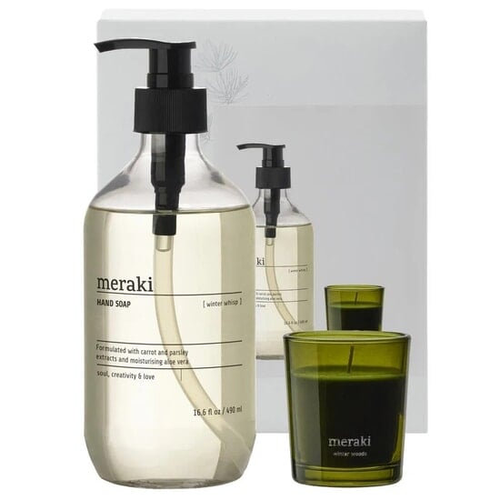 Meraki Christmas Gift Box Winter Whisp Hand Soap 60 ml & Winter Woods Candle 490 g