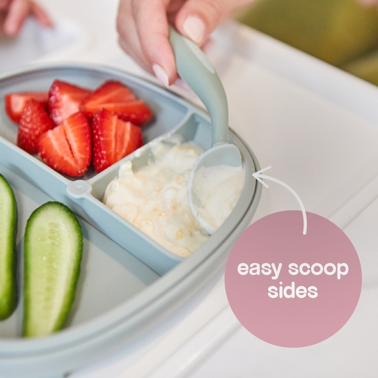 b.box 2-i-1 Tallrik med Sugfot Grön