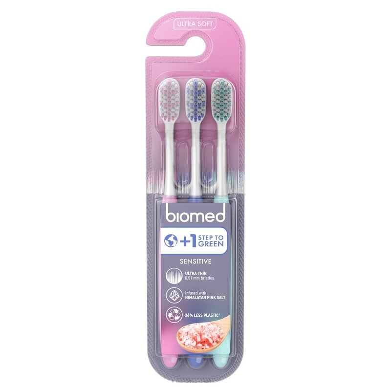 Biomed Pink Salt Ultrasoft Tandborste 3 st