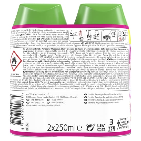 Air Wick Freshmatic Automatic Spray Duo Refill Magnolia & Cherry Blossom 2 x 250 ml