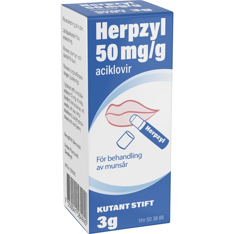 Herpzyl Aciklovir Stift mot Munsår 50 mg/g 3 g