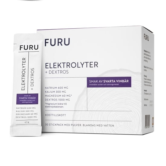 FURU Elektrolyter + Dextros Svarta Vinbär 30 stickpacks