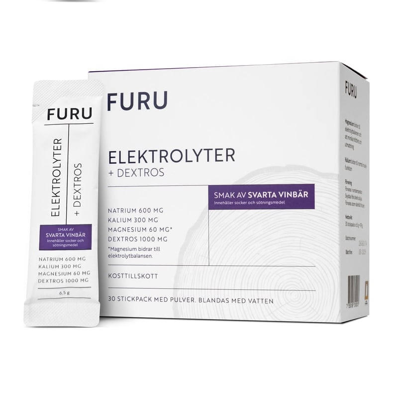 FURU Elektrolyter + Dextros Svarta Vinbär 30 stickpacks
