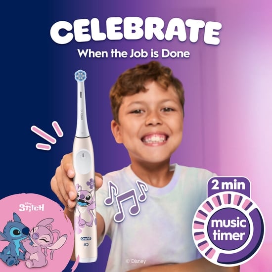 Oral-B iO Kids Eltandborste Disney Angel Lilo & Stitch med 1 Tandborsthuvud + 1 Resefodral
