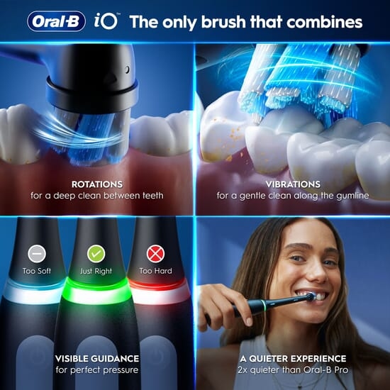 Oral-B iO3 Eltandborste Svart Giftset med 4 Tandborsthuvuden + Resefodral