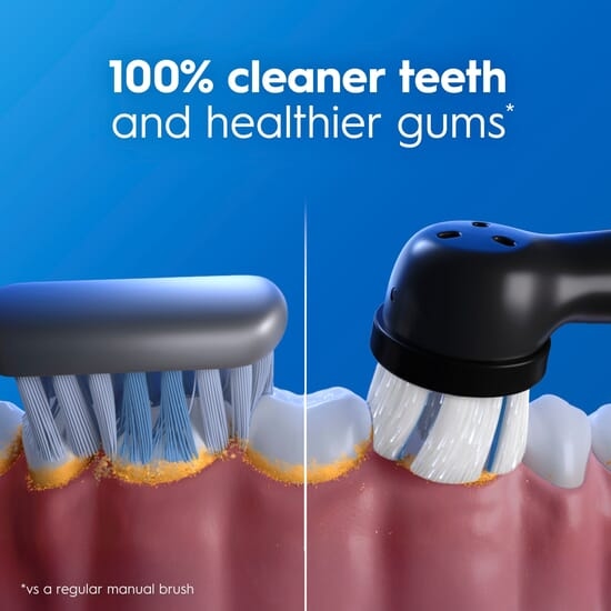 Oral-B iO3 Eltandborste Svart Giftset med 4 Tandborsthuvuden + Resefodral