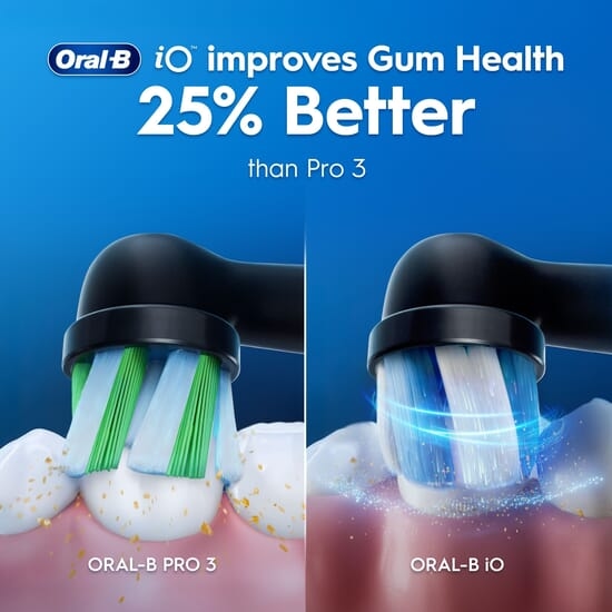 Oral-B iO3 Eltandborste Svart Giftset med 4 Tandborsthuvuden + Resefodral