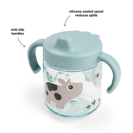 Done by Deer Första Pipmugg Tiny farm Blue 260 ml
