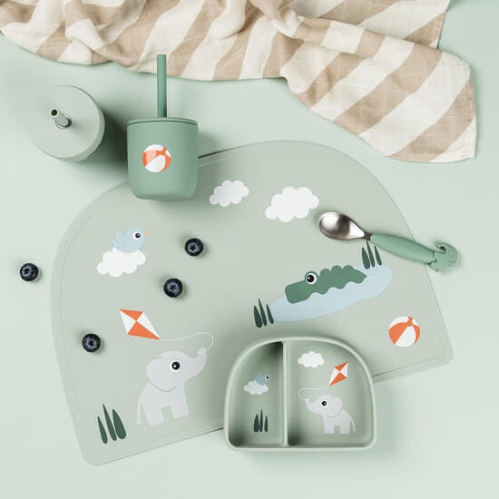 Done by Deer Sugrörsmugg Silikon Playground Green 2-pack