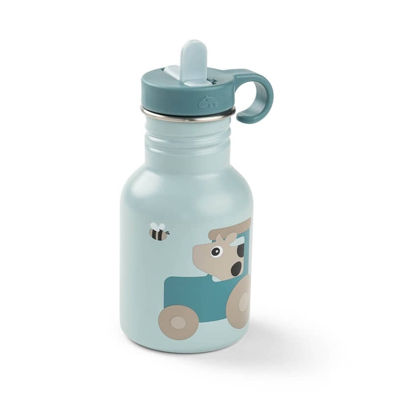 Done by Deer Vattenflaska Metall Tiny farm Blue 350 ml