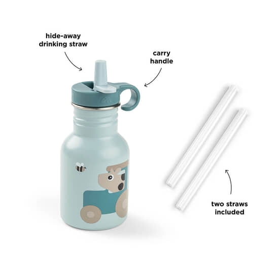 Done by Deer Vattenflaska Metall Tiny farm Blue 350 ml