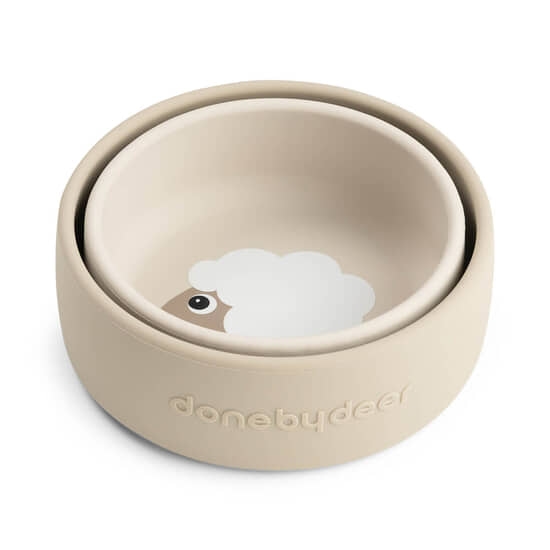 Done by Deer Skålset Silikon Sheepy Sand 2-pack