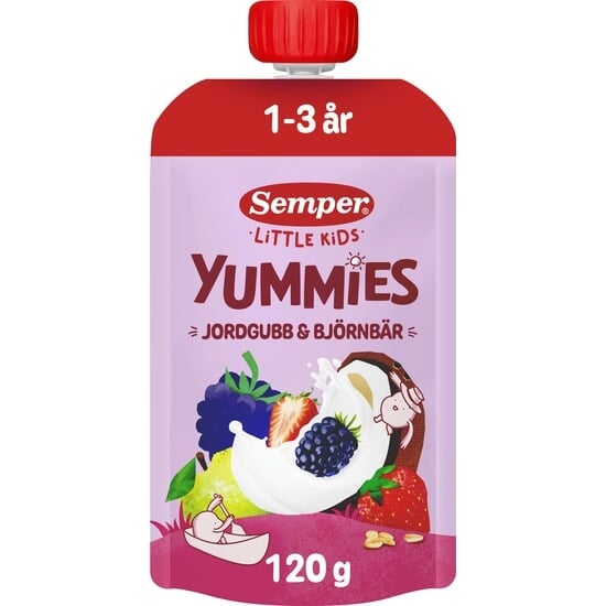 Semper Yummies Strawberry/Blackberry klämmis 1-3 år 120 g