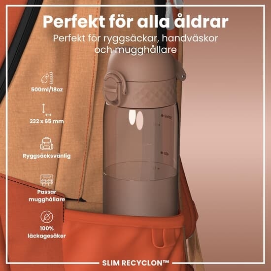 ION8 OneTouch Recyclon Vattenflaska Halvskuren Mocha Mousse 500 ml