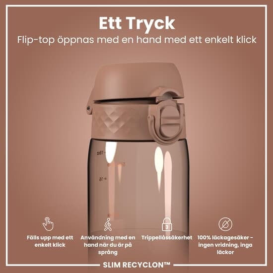 ION8 OneTouch Recyclon Vattenflaska Halvskuren Mocha Mousse 500 ml