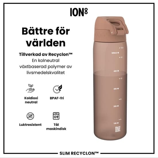 ION8 OneTouch Recyclon Vattenflaska Halvskuren Mocha Mousse 500 ml