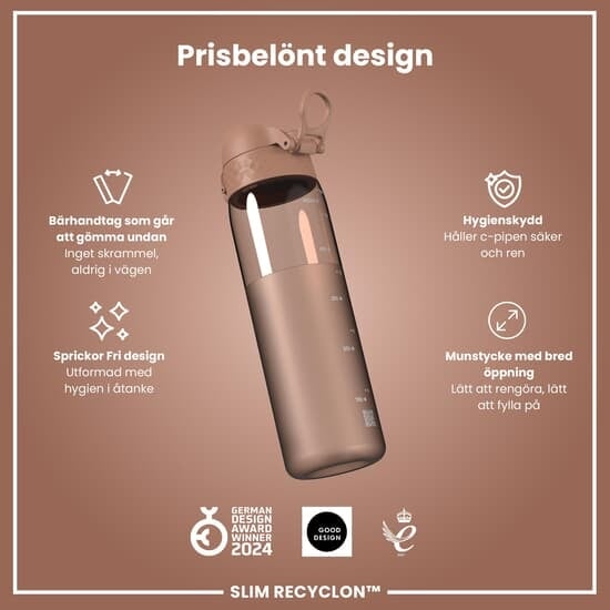 ION8 OneTouch Recyclon Vattenflaska Halvskuren Mocha Mousse 500 ml