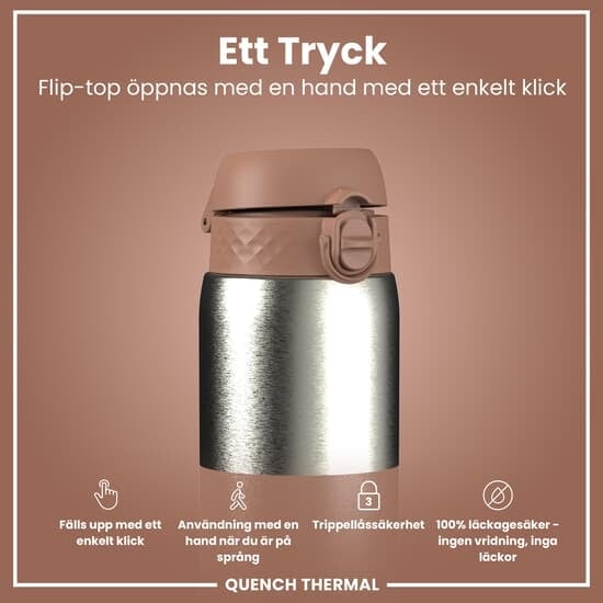 ION8 OneTouch Isolerad Vattenflaska i Rostfritt Stål Halvskuren Mocha Mousse 920 ml