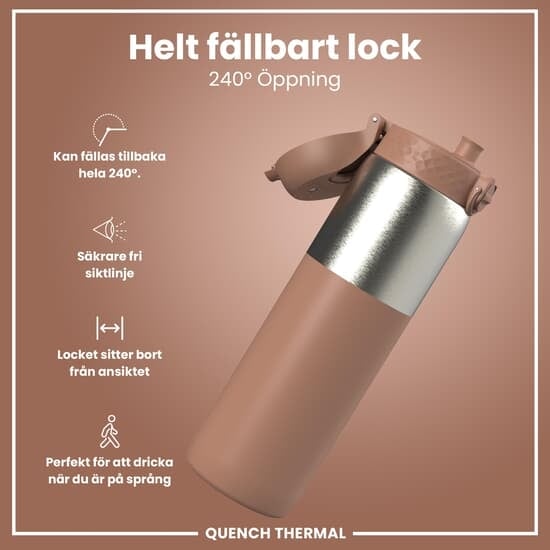 ION8 OneTouch Isolerad Vattenflaska i Rostfritt Stål Halvskuren Mocha Mousse 920 ml