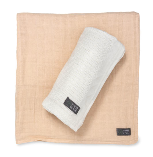 Vinter & Bloom Soft Grid+Muslin EKO Vit/Beige 2-pack