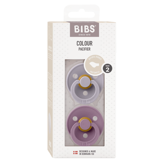 BIBS Colour Latex Size 2 Anatomical Fossil Grey/Mauve 2-pack