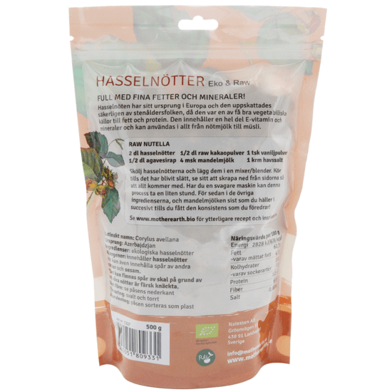 Mother Earth Hasselnötter Premium ME EKO 500 g