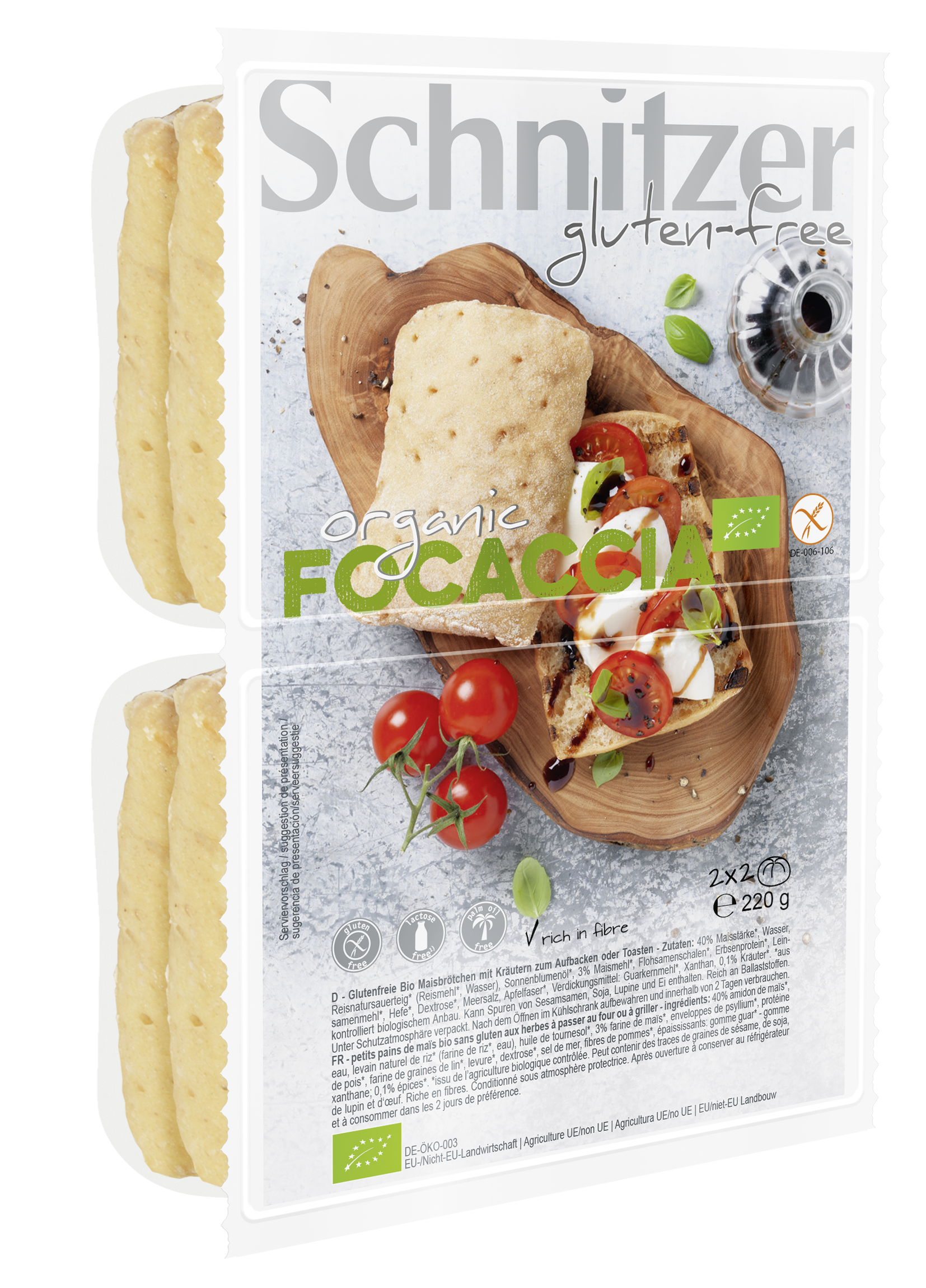 Schnitzer Glutenfri Ekologisk Foccacia 4x55 g