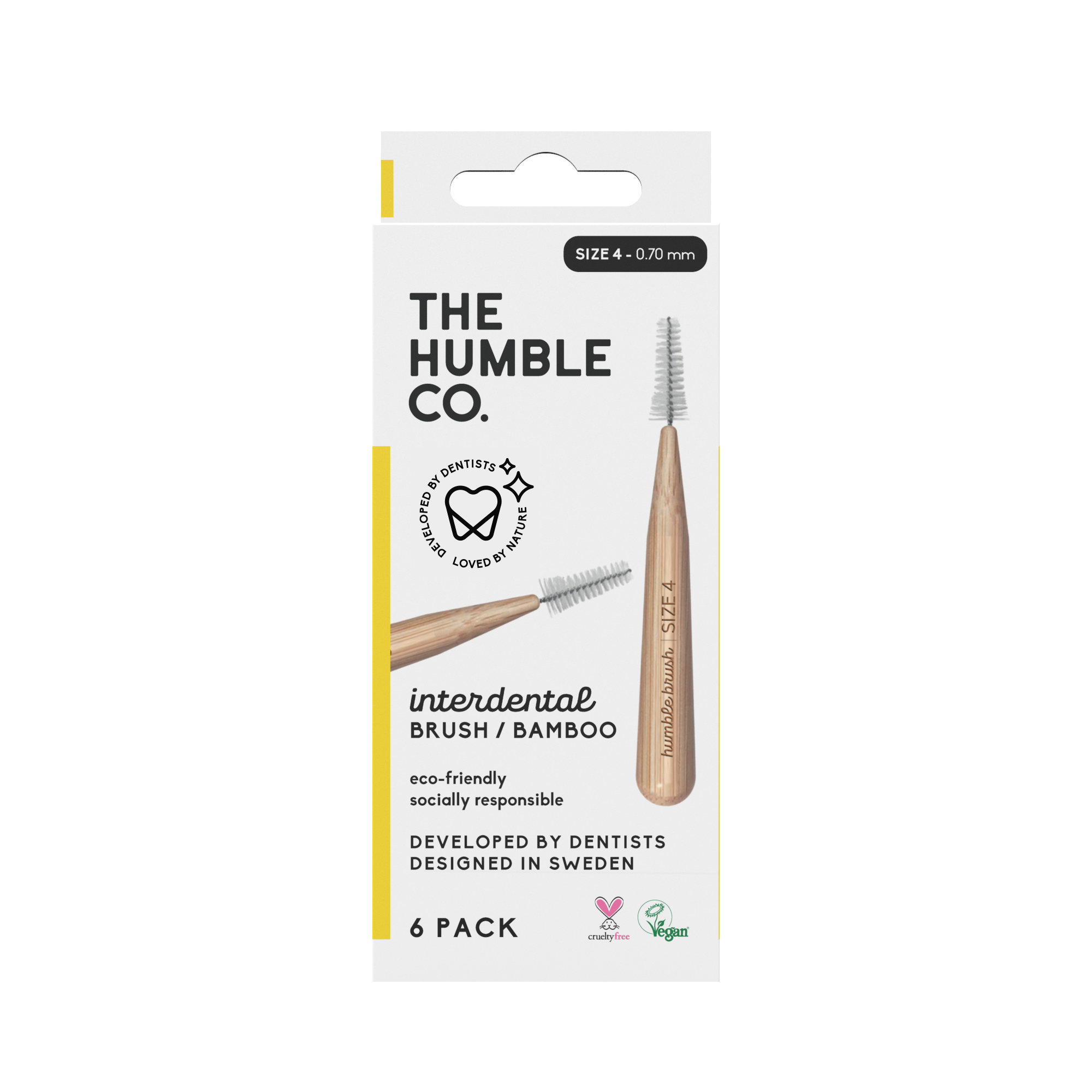Humble Bambu Mellanrumsborste Gul 0,7 mm 6 st