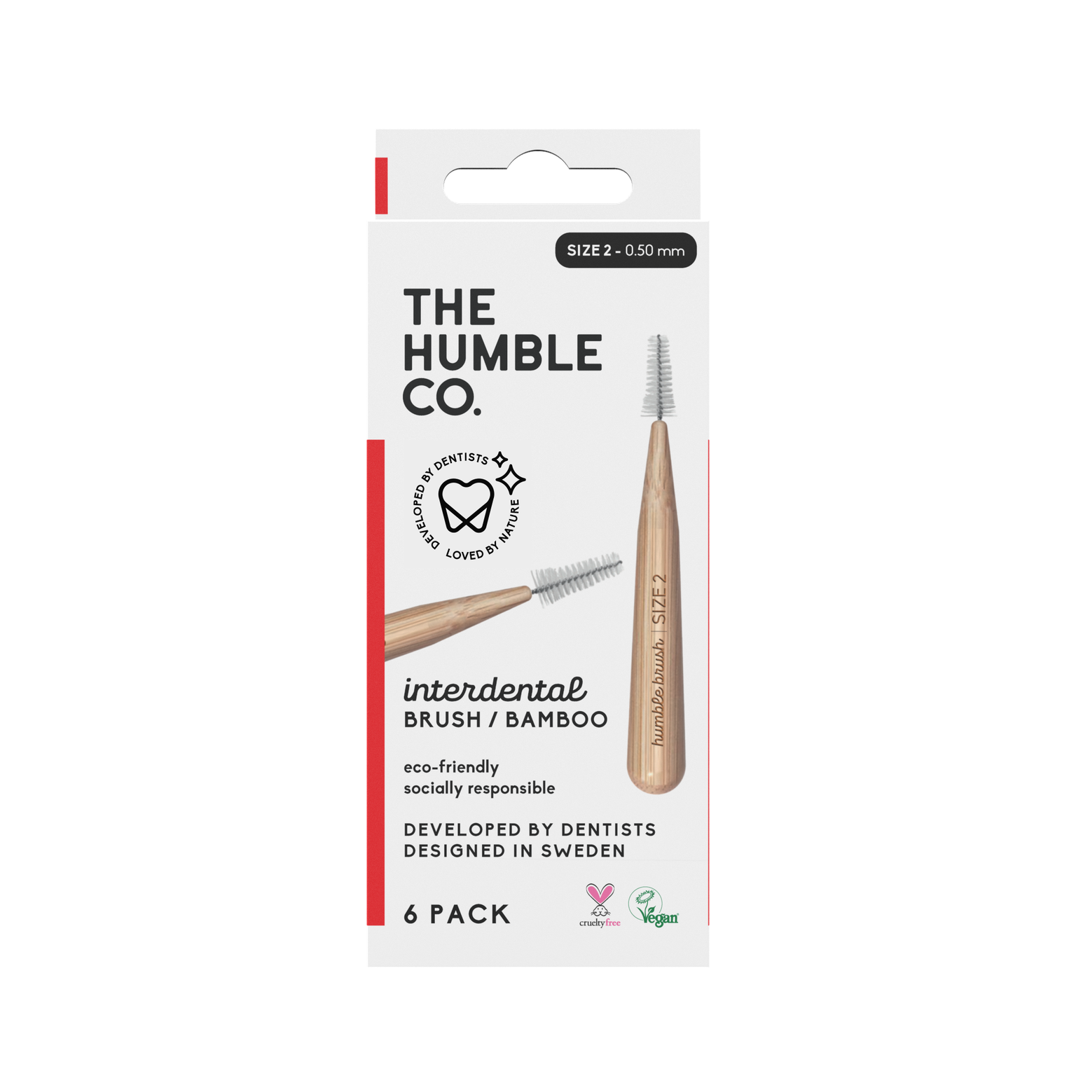Humble Bambu Mellanrumsborste Röd 0,5 mm 6 st