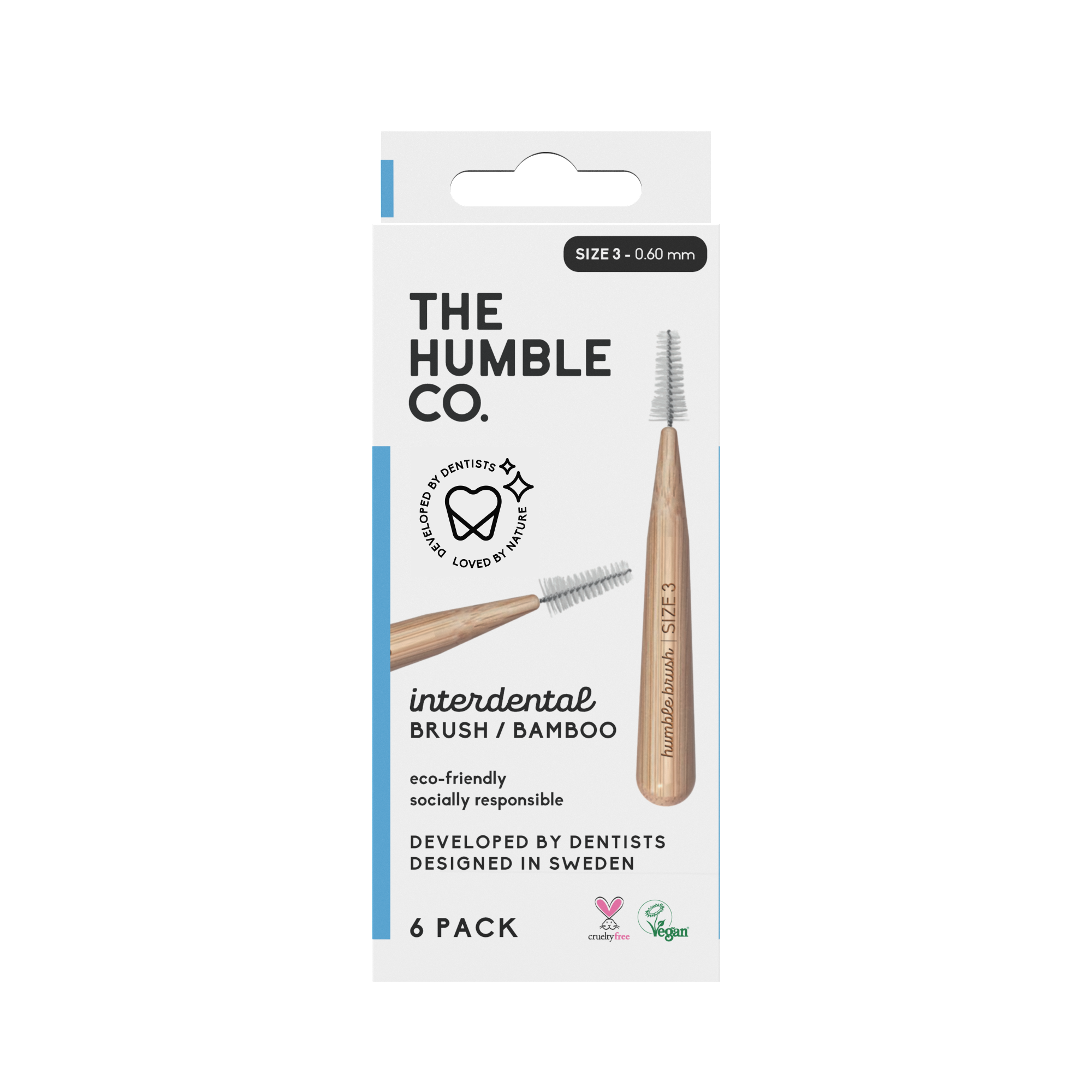 Humble Bambu Mellanrumsborste Blå 0,6 mm 6 st