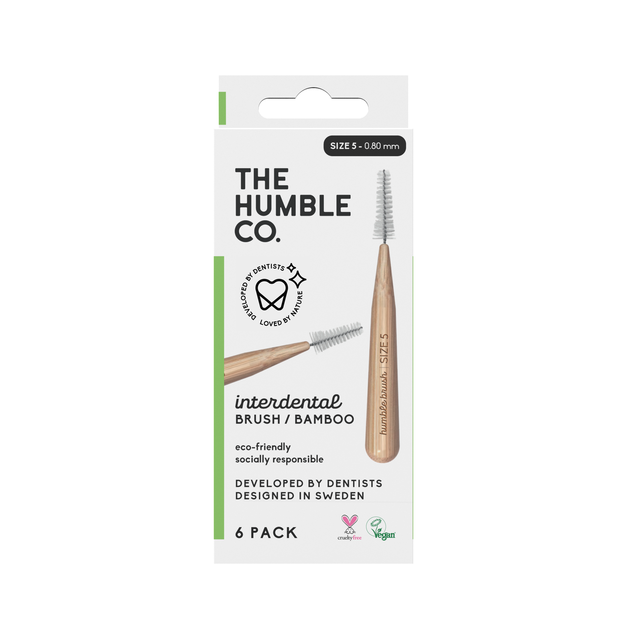 Humble Bambu Mellanrumsborste Grön 0,8 mm 6 st