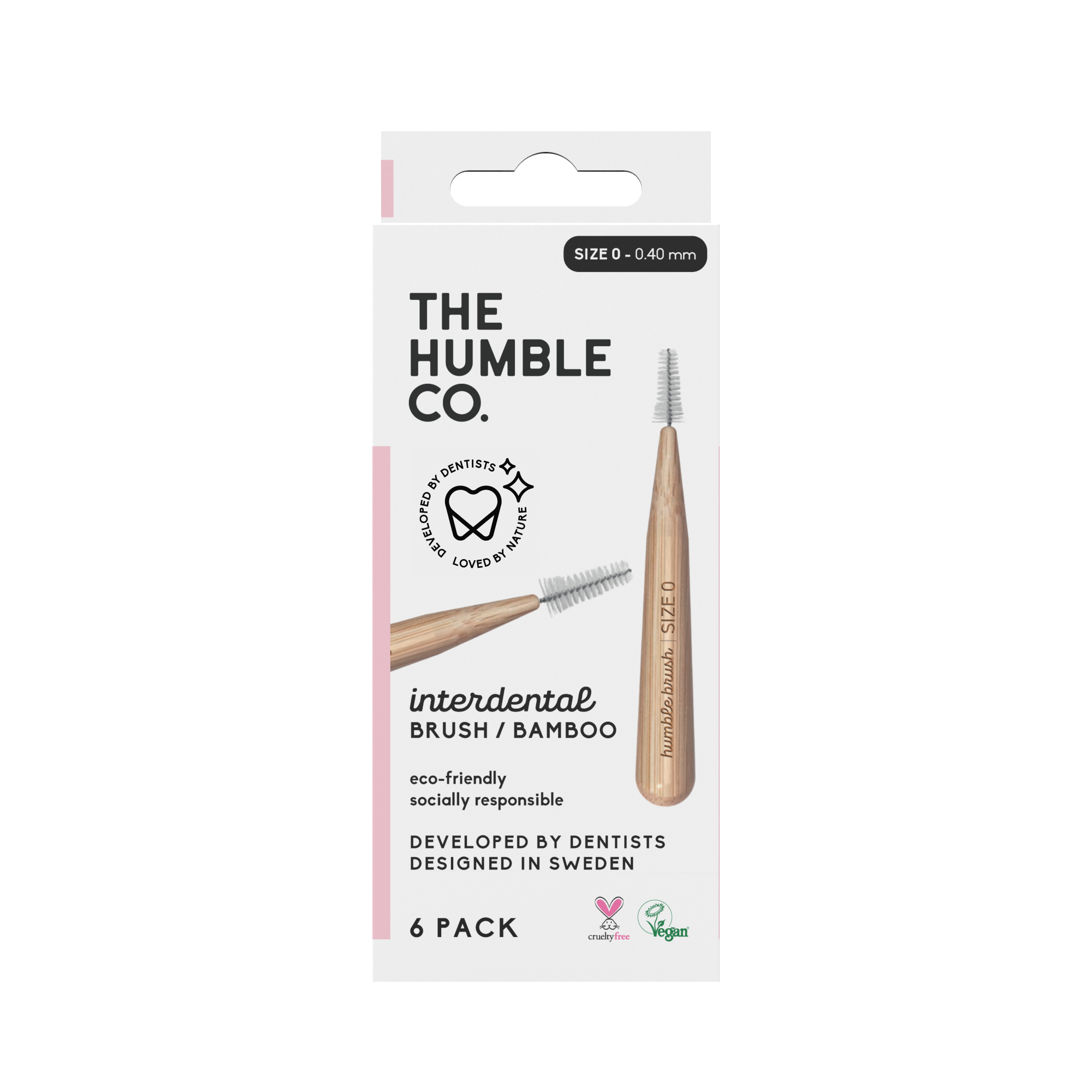Humble Bambu Mellanrumsborste Rosa 0,4 mm 6 st